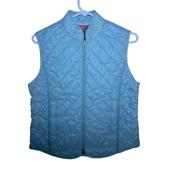 Van Heusen Jackets & Blazers - Van Heusen Preppy Quilted Full Zip Vest Sky Blue Floral Lining Womens Size Small